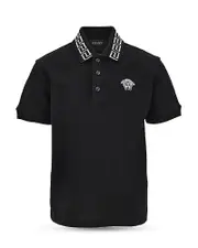 Versace Boys' Piquet Medusa Embroidery Piquet Polo - Big Kid