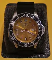 Invicta Pro Diver Watch with Hard Sided Case, Model 10918, Yellow, NWT