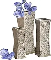 Dublin Flower Vase Set of 3 - Centerpieces for Dining Room Table, Decorative Vases Home Decor Accents for Living Room, Bedroom, Kitchen & More Packaged in Gift Box (Brushed Silver)