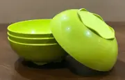 Tupperware Open House Floresta Cereal Bowls 3 Cups Set of Four Lime Green New