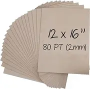 Heavy-Duty Chipboard Sheets 12 x 16 in - 80 PT (2mm) Thick - 20 Sheets of Chip Board for Binding Covers, Book Boards, Backing and Crafts - Sturdy Alternative to Thin Cardboard Sheets