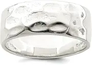 [JewelryWeb] 925 Sterling Silver Solid Hammered Polished Ring Band Style-Ring for Women
