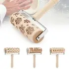 Christmas Wooden Embossing Rolling Pin Textured BakingCookies Biscuit Fondants-Ф