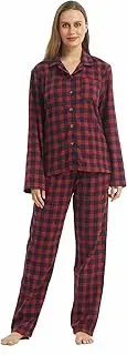 [YUSHOW] Womens Flannel Pajama Sets Long Sleeve Pj Set for Women Soft Comfy Sleepwear with Long Pants Cotton Pj Loungewear Set