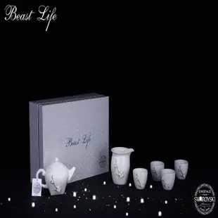 【買上癮xBEAST LIFE】玉脂瓷白玉精品水鑽茶具組(施華洛世奇元素 全台獨家限量 生日禮物 禮盒 情人節 新年)