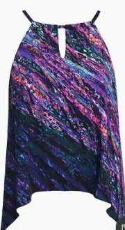 NWT MiracleSuit Mood ring Peephole Tankini Purple Size 8 Swimsuit Top