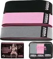 Arena Strength Booty Fabric Bands: Fabric Resistance Bands for Legs and Butt: 3 Pack Set. Perfect Workout Hip Band Resistance. Workout Program and Carry Case Included