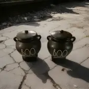 RAE DUNN Halloween BOO Black 4.5" Cauldron Lidded Set Of 2