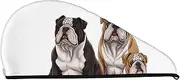 LHBWCVN English Bulldogs Hair Towel Wrap for Women Hair Cap Coral Velvet Hair Drying Cap with Button Super Absorbent Hair Drying Towel Quick Dry Hair Turban for Wet Hair Long Thick Hair