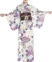 [kowaku] Women Japanese Kimono Sleepwear Japanese Bathrobe Kimono Long Robe Yukata for Valentine