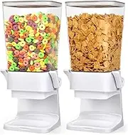 Mivvosakuki Double Cereal Dispenser Countertop Large Cereal Containers Storage Dispenser For Pantry Dry Food Dispenser Countertop Rice Candy Dispenser Machine For Snack,Nuts, Granola(White,2PC)