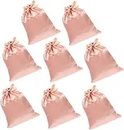 [SHERCHPRY] 8pcs Elegant Satin Drawstring Bags for Jewelry and Hair Accessories Chic Storage Pouches for Travel Toiletries Stylish Pink Satin Bags for Wedding Favors
