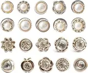 20Pcs Women Shirt Brooch Buttons Pearl No Sew Button Pins Safety Rhinestones Mini Brooch Pins Cover up Button