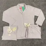 Peter Alexander Womens Pyjama Set Bamboo Jersey Long Sleeve Top, Pant Lilac New