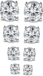 [Kakonia] 4-7MM Magnetic Earrings for Men Women Shiny Round Cubic Zirconia Stud Earrings for Non-Pierced Ears Hypoallergenic Stainless Steel Fake Earrings Not Easy to Fall off