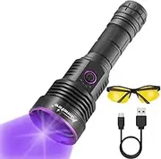 Alonefire SV43 36W 365nm Professional UV Torch Powerful Rechargeable Ultra Violet Blacklight Urine Detector for Resin Curing, Fishing, Scorpion, Mineral with UV Protective Glasses, Battery Included