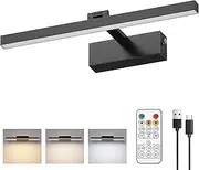 Aoceley 15.7" 10000mAh USB-C Rechargeable Picture Wall Light,3CCT Dimmable Wall Sconce with Remote/Touch Control,Battery Operated Art Light for Paintings,Display, Wall, Artwork, Gallery(Black,1Pack)