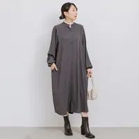 在飛比找媽咪愛MamiLove優惠-日本 ihuu - 不易皺優雅襯衫式長袖洋裝-炭灰