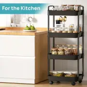 Slim Rolling Storage Cart 3/4 Tier Shelf Organizer for Bathroom Kitchen