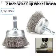 1/5/10Pc 50mm Steel Wire Wheel Cup Brush Crimped For Die Grinder Drill Cleaning