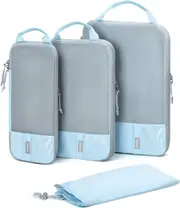 bagsmart Compression Packing Cubes for Suitcases,6 Set/4 Set/2 Set Travel Organizer Essentials, Expandable Luggage Suitcase Bags Set, Lightweight Organizers as Accessories Women/Men, Light Blue-4 PCS