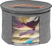 Hat Box Felt Hat Storage Container Foldable Felt Round Hat Storage Box Large Hat Box Travel with Handles Collapsible Cowboy Hat Organizer for Closet,Travel 17x17x10in (grey)