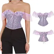[Comebachome] Women Corset Top, Floral Printed Corset Tops with Lace Wraps, Sexy Push Up Bodysuit, Bustier Shapewear Lingerie for Date, Dance, Bar