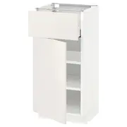 METOD / MAXIMERA base cabinet with drawer/door, white/Veddinge white, 40x37x80 cm