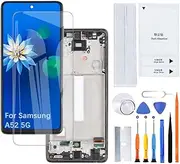 H&LYCYJ Display Screen for Samsung Galaxy A52 5G TFT A526B A526B/DS A5260 LCD Screen Replacement Assembly Kit (Black with Frame, No Fingerprints