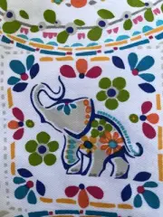 Cynthia Rowley Shower Curtain Art/Elephant Cotton/Poly- LUCKY Trunk UP!