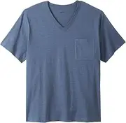 [KingSize] Men's Big & Tall Shrink-Less Lightweight Cotton V-Neck Pocket Tee
