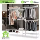 Freestanding Closet Organizer Adjustable Garment Rack Clothes Shoe Storage Shelf