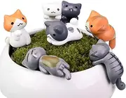 MAOMIA Miniature Lucky Cat DIY Figurines, Pack of 6 Mini Fairy Garden Hanging Cat Figure Micro Landscape Home Garden Decor Plant Pots Bonsai Craft Decor Cake Topper