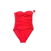 Liz Claiborne Crimson Red Strapless Swimsuit Size 8 NWT Straps Included
