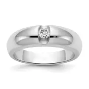 14k White Gold AAA Real Diamond men's band