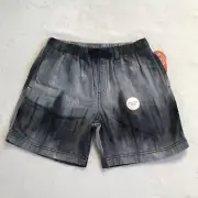 Wonder N Boys Black Gray ElasticWaist Buckle Up Shorts L(10-12)Husky Waist 30.5"