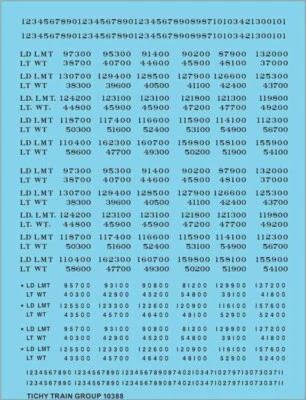Tichy Train Group 10388 HO Load Limit Light Weight LD LMT LT WT Waterslide Decal