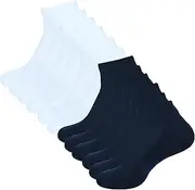 [AJ DEZINES] Ankle Low Cut Socks for Women Pack of 6 Pairs (Ankle Socks W,P6-$P), 3 White, 3 Navy Blue, 4-7