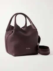 [Loro Piana] Loro Piana - Bale Canvas-trimmed Textured-leather Tote - Burgundy - One size One size Burgundy