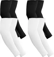 [CIATBYYJ] 4 Pairs Cooling UV Protection Sleeve Warmers, Elastic Compression Arm Warmers for Men Women UV Sun Protection Plus Size Compression Arm Warmers for Outdoor Sports, etc