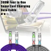 Max 240W RGB 4-in-1 Fast Charging Cable Colorful Light Cable Charger USB-C F9K9