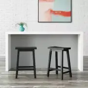 Counter Stool Set of 2 Backless 24-In.Height Stools Charcoal Black Solid Wood