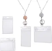 Peakloong 2 Pcs Retractable Badge Reel Lanyard with ID Holder Necklace Lanyard Badge Clip Chain Waterproof Holder - C