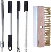 Pizza Oven Brush with Scraper | Long Handle Pizza Stone Cleaner with Scraper - Kitchen Cleaning Maintenance Tools for Fryer Commercial Kitchen Outdoor Cooking Family Friends