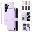 Luxury Zipper Card Wallet Stand Holder Fr Samsung Galaxy Z Fold65/4/3 Case Cover