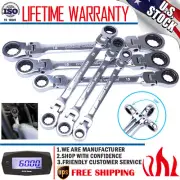 6 Pcs Long Ratcheting Wrenches Spanner Set End Flex-Head Metric w/ Carrying Bag