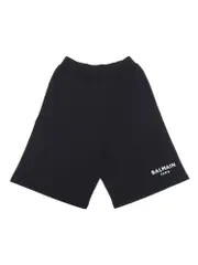 Balmain Kids Logo Applique High Waist Shorts 8Y,4Y,14Y,12Y,10Y Black