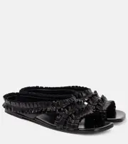 [Dries Van Noten] Dries Van Noten Ruffled leather sandals AU 6.5 black