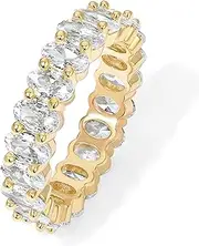 [PAVOI] 14K Gold Plated Rings Oval Cubic Zirconia Love Ring | Eternity Ring | 5mm Stackable Rings for Women | Gold Rings for Women