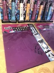 2 Tulip Fashion Graffiti Stencil 6-Pack & 9 Tulip Taggers Fabric Paint Tubes